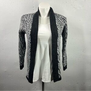 Loft Black & Grey Open Front Chunky Wool Cardigan L